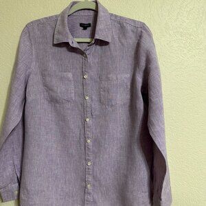 Talbots Lilac, 100% Linen, Button Down Shirt, Size M